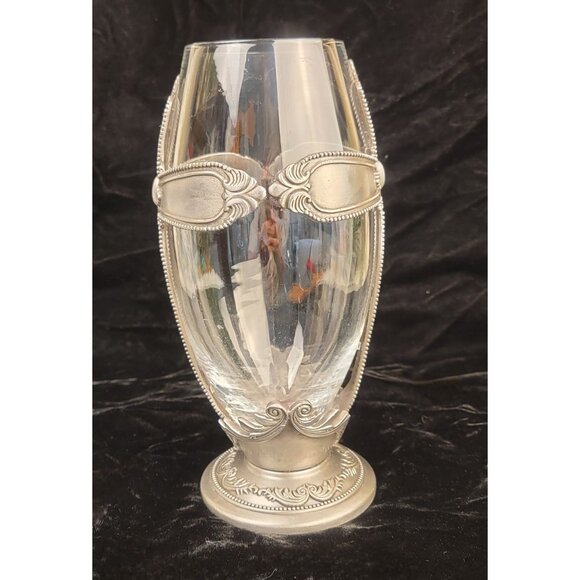 Vintage FTD Pewter and Glass Cross Urn Chalice Decorative Vase - Picture 5 of 16